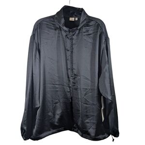 Pacsun Oversized Black Satin Half Zip Jacket Size L